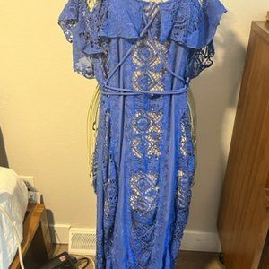 Sky blue lace maxi dress size small